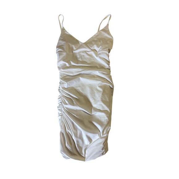 Olivaceous White Satin Mini Dress – Size Small - Picture 2 of 5